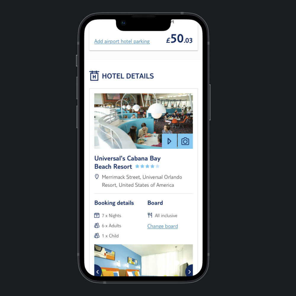 Mobile view of the final design of a manage my booking page