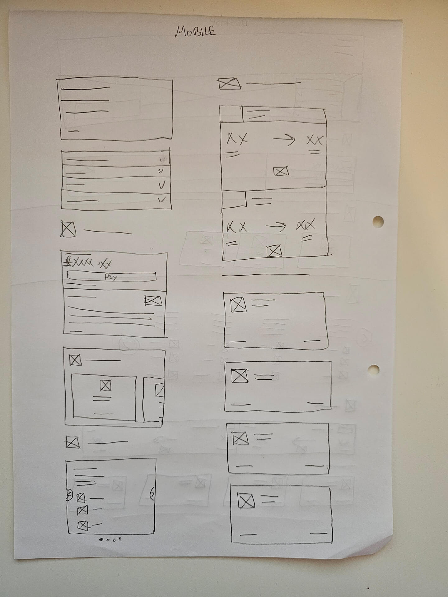 Mobile view of a wireframe of a manage my booking page