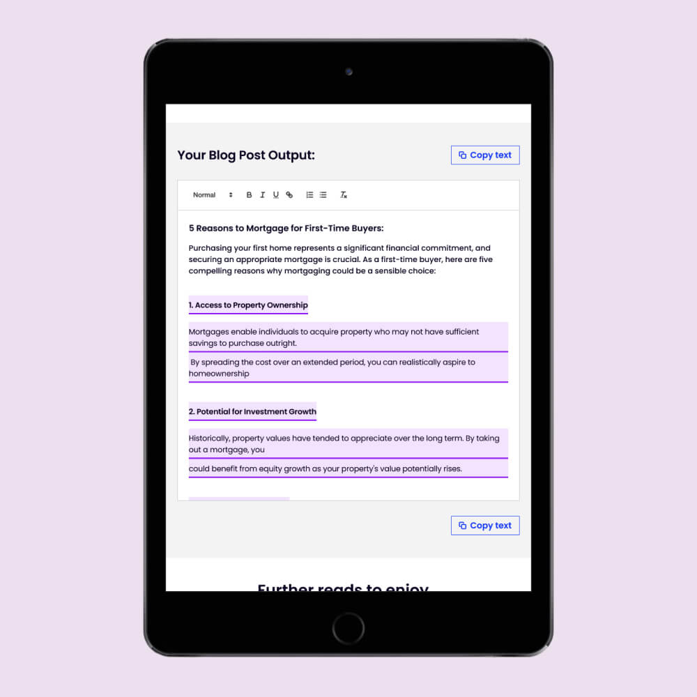 Marketing Genius tablet page - before modal activation