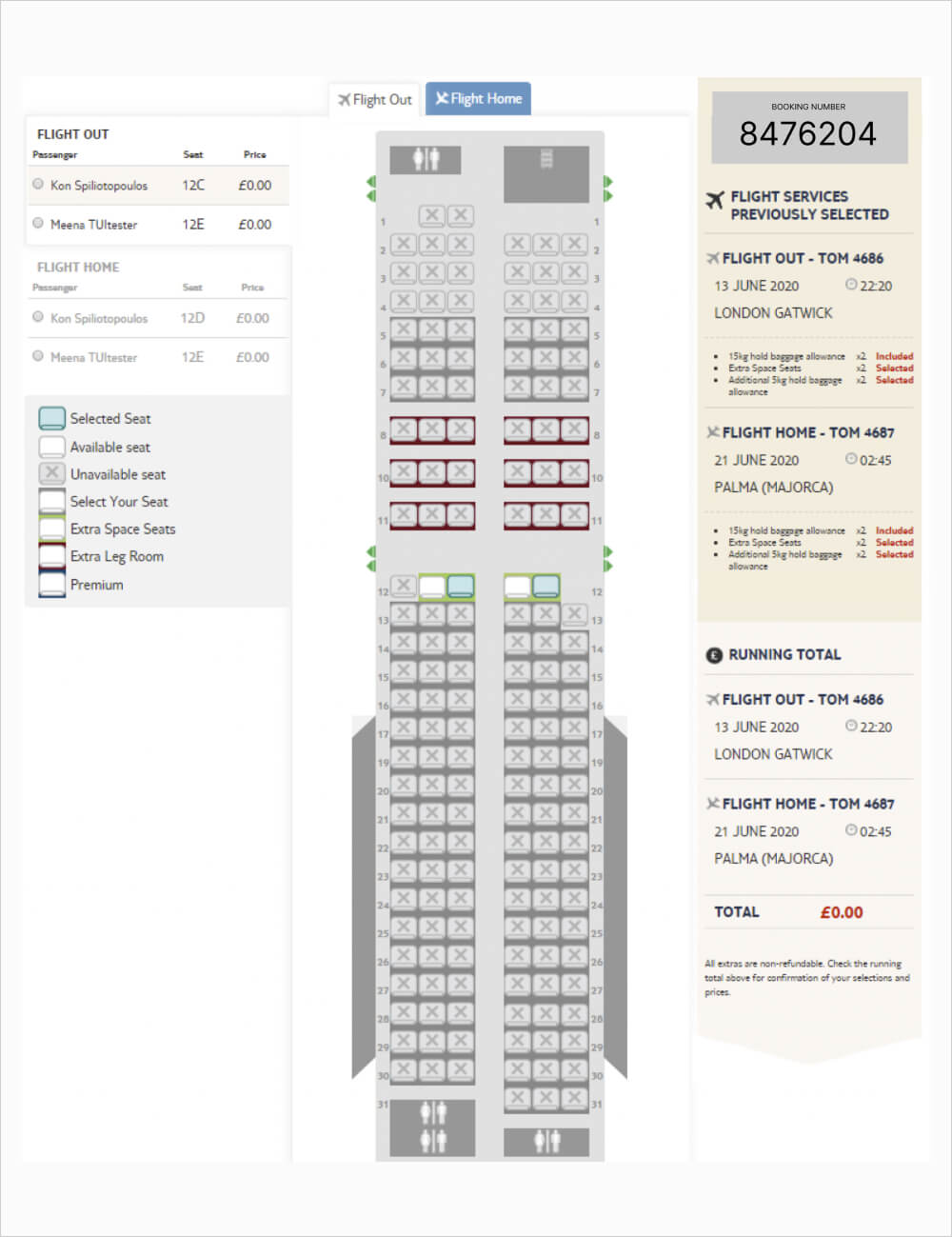 Desktop view of the old seat map