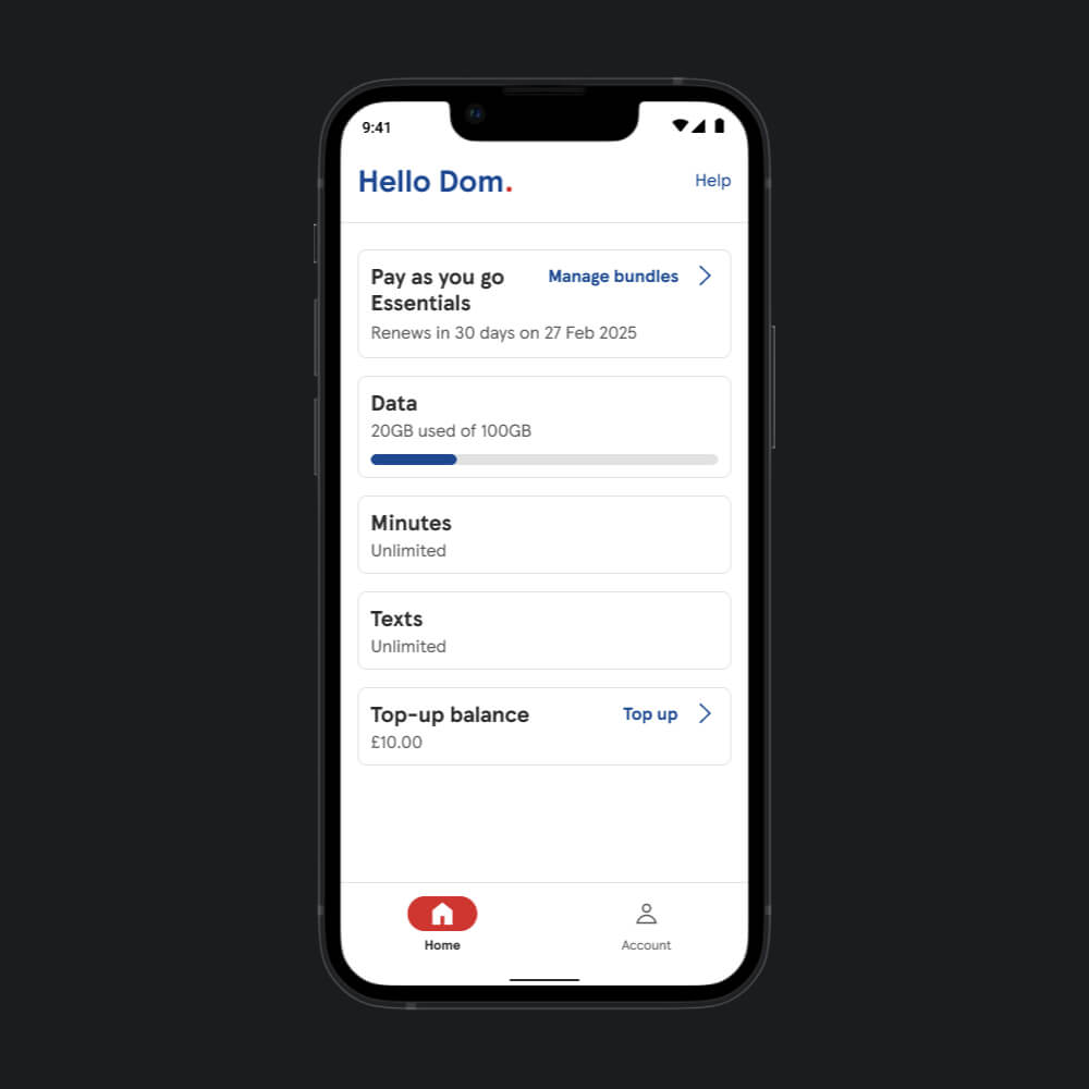 Tesco Mobile home page